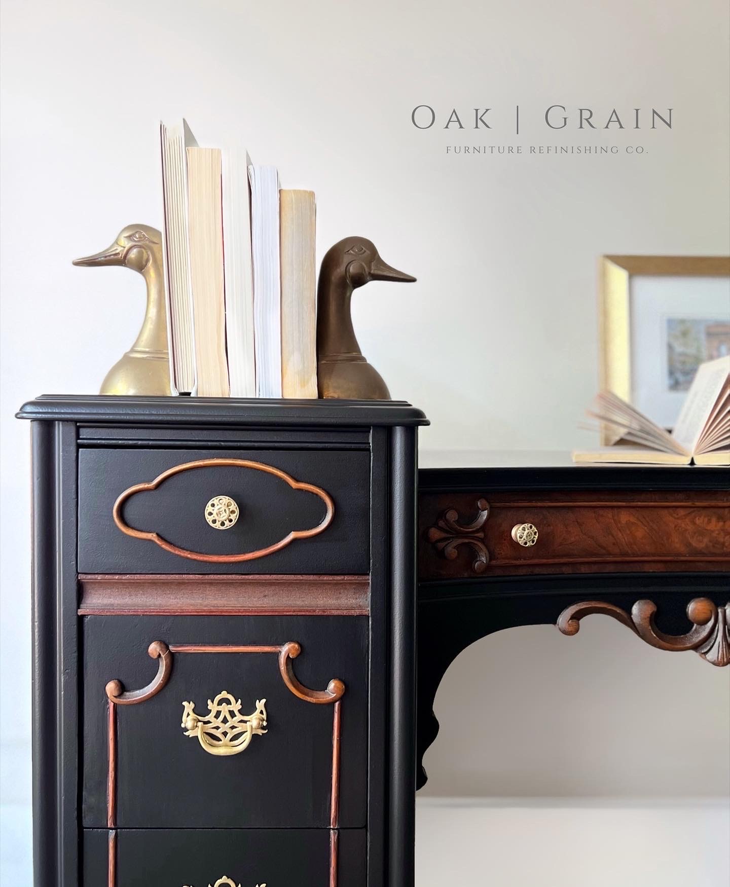 black painted vanity. inset drawer example