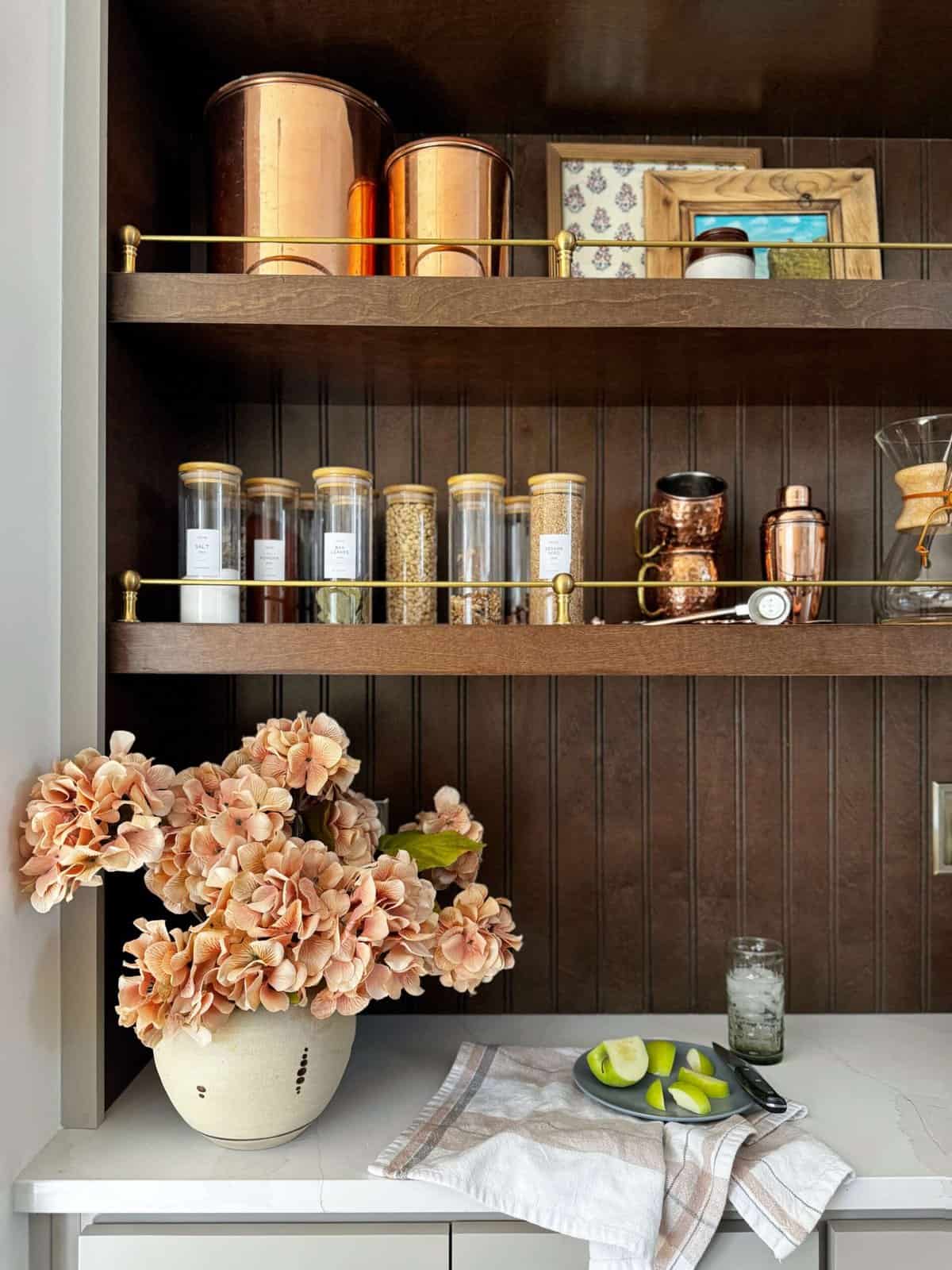 Our Transitional Kitchen Sources: Taupe Cabinets, Mixed Metals & Built-in Hutch