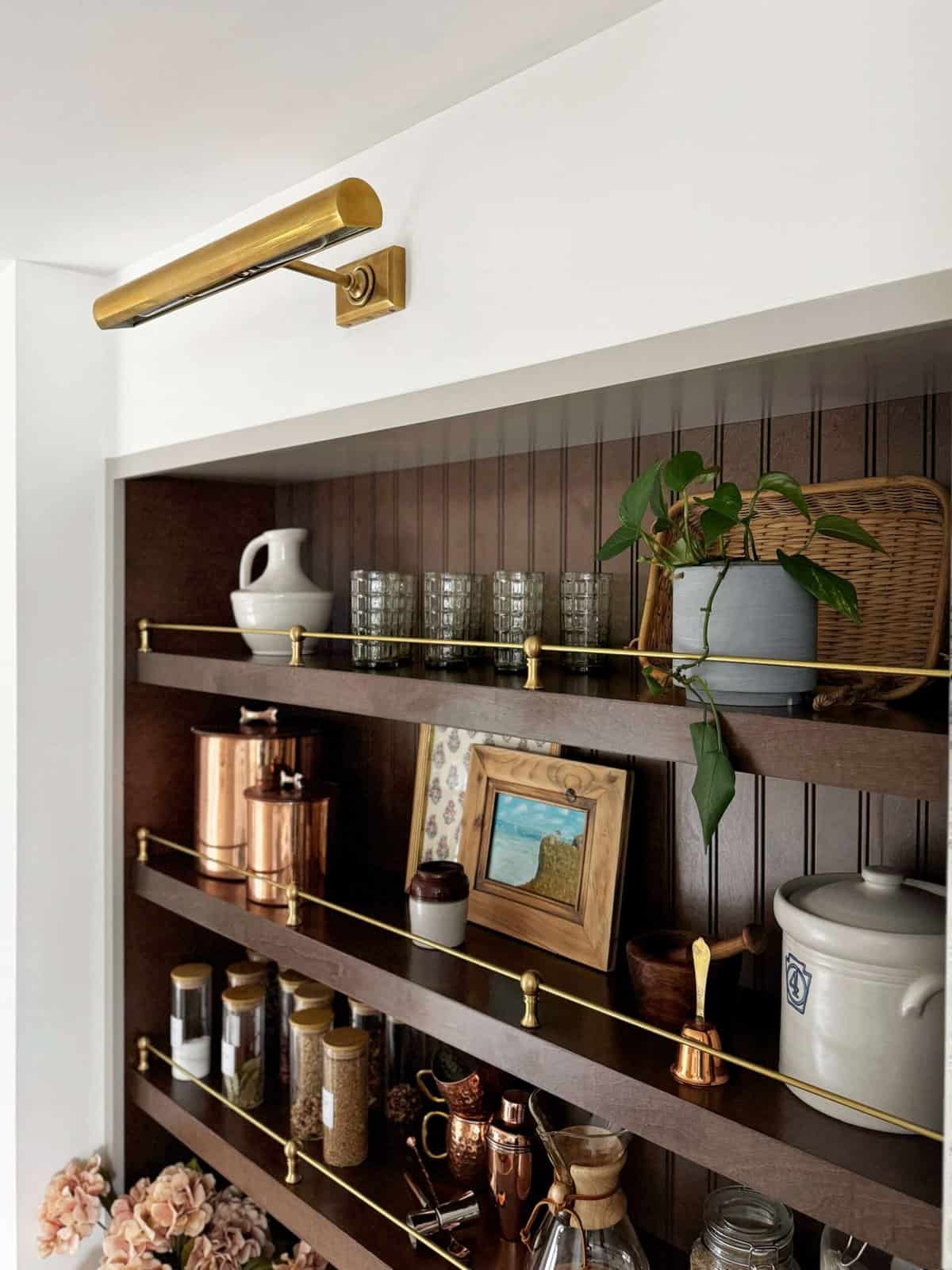 How to Build Open Shelves with Brass Gallery Rail