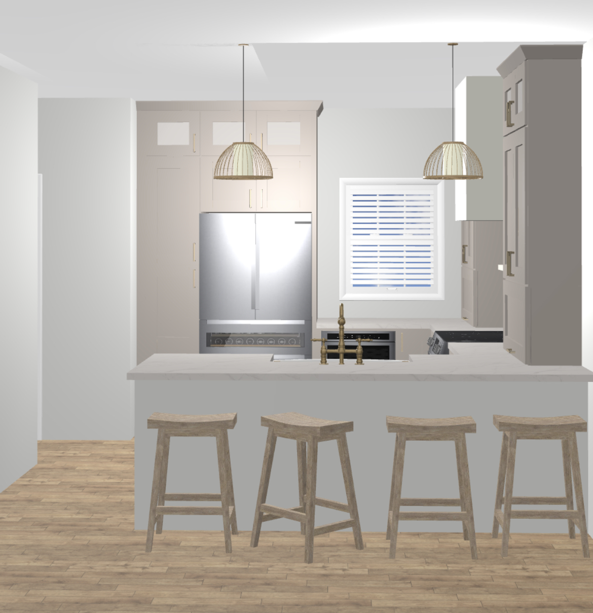 kitchen renovation rendering for U-shaped kitchen. best layout for 10x12ft kitchen